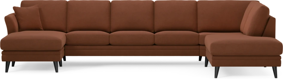 Eden - 3-sits soffa med schäslong vänster och divan höger - Orange