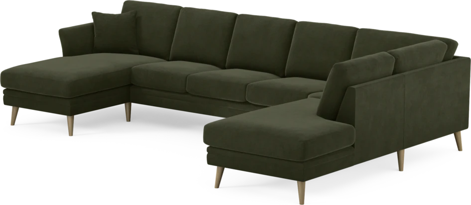 Eden - 3-sits soffa med schäslong vänster och divan höger - Grön