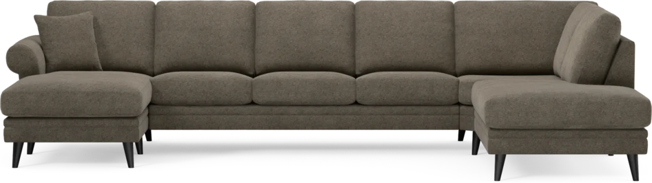 Eden - 3-sits soffa med schäslong vänster och divan höger - Brun