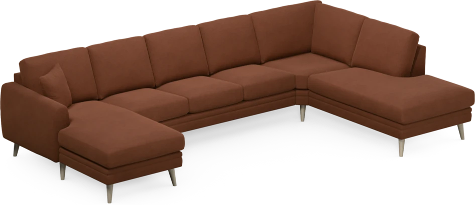 Eden - 3-sits soffa med schäslong vänster och divan höger - Orange