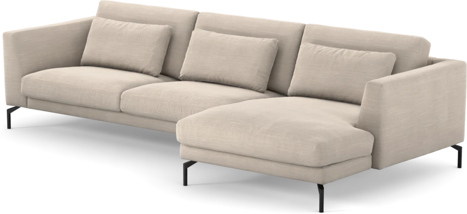 Willow - 3-sits soffa med schäslong höger, fast klädsel - Beige