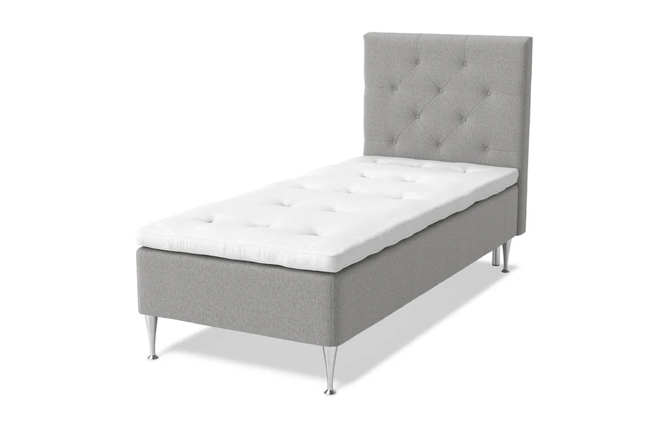 Sense Delux - Ramsäng, enkelsäng med bäddmadrass Sleep Delux vit - Grå