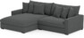 Rossi - 2-sits soffa med schäslong XL vänster - Grå