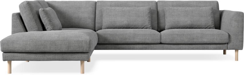 Willow - 3-sits soffa med divan vänster, fast klädsel - Grå
