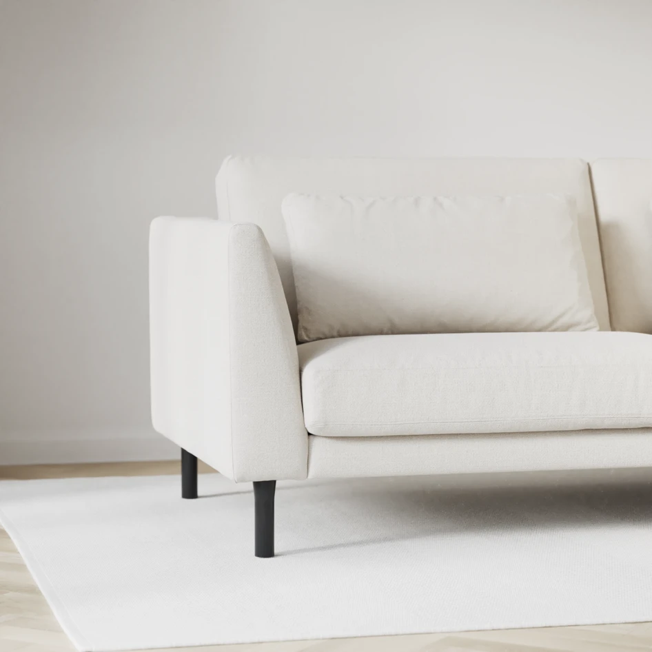 Willow - 3-sits soffa med divan vänster, fast klädsel - Vit
