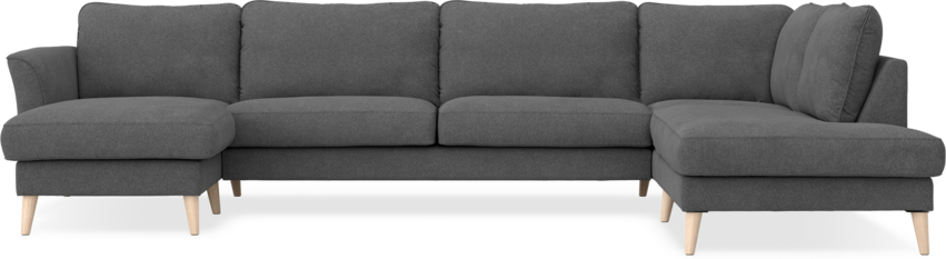 Bridge - 3-sits soffa med schäslong vänster och divan höger - Svart