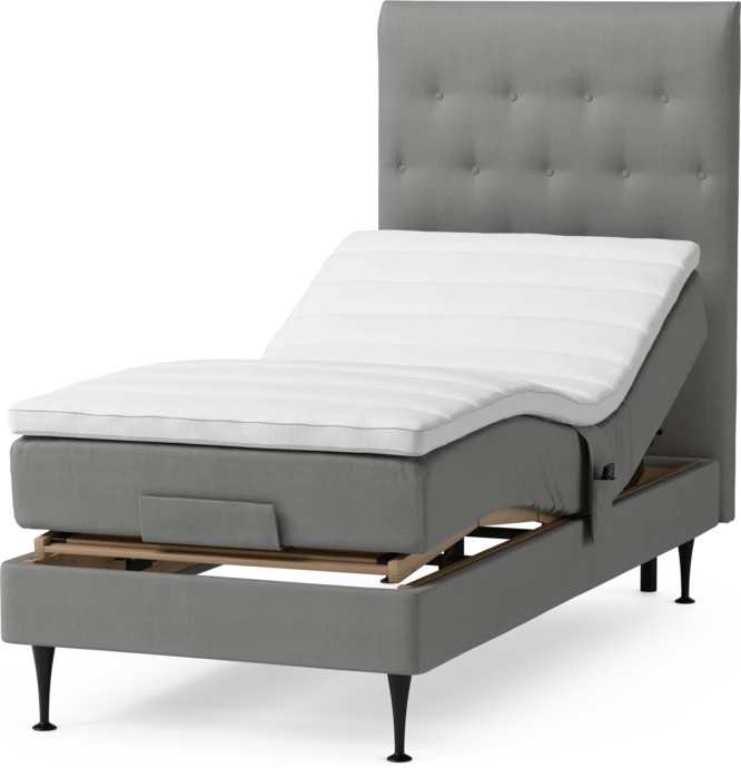 Roma Family, Ställbar säng, enkelsäng med bäddmadrass och sänggavel pikerad, B 90-120