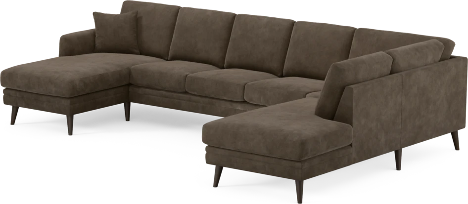 Eden - 3-sits soffa med schäslong vänster och divan höger - Brun