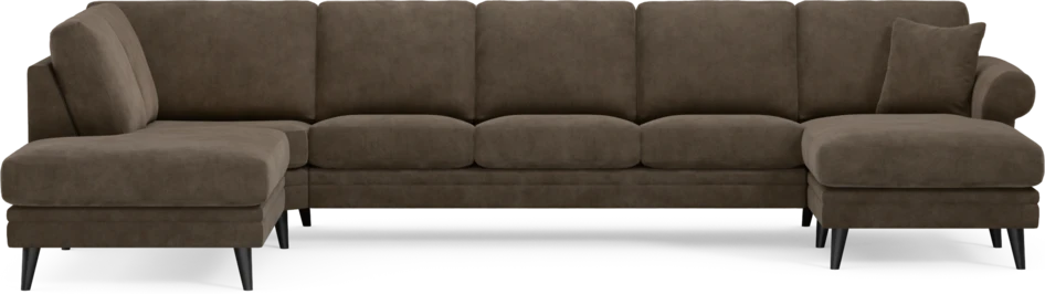 Eden - 3-sits soffa med divan vänster och schäslong höger - Brun