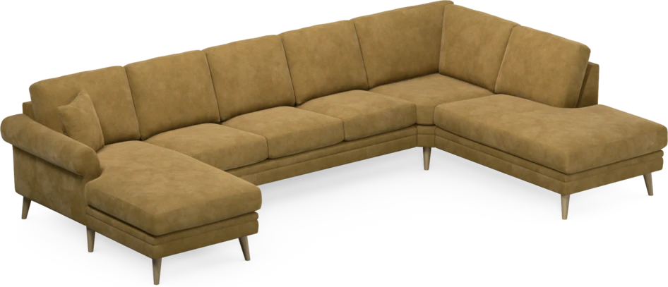 Eden - 3-sits soffa med schäslong vänster och divan höger - Gul