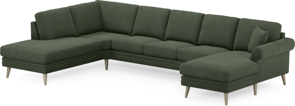 Eden - 3-sits soffa med divan vänster och schäslong höger - Grön