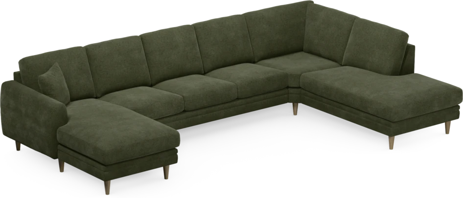 Eden - 3-sits soffa med schäslong vänster och divan höger - Grön