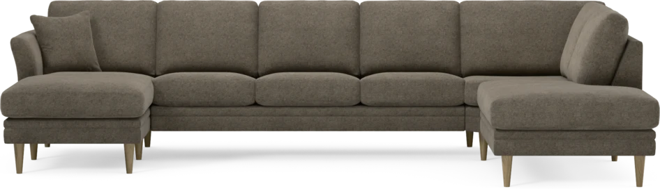 Eden - 3-sits soffa med schäslong vänster och divan höger - Brun