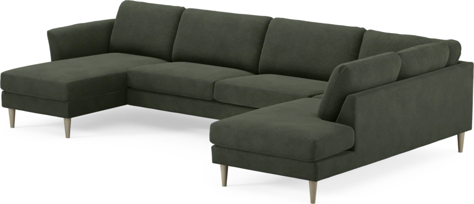 Bridge - 3-sits soffa med schäslong vänster och divan höger - Grön