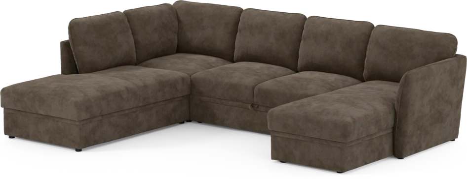 Öland - Bäddsoffa med divan vänster och schäslong höger - Brun