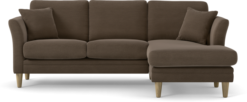 Eden - 2-sits soffa med schäslong - Brun