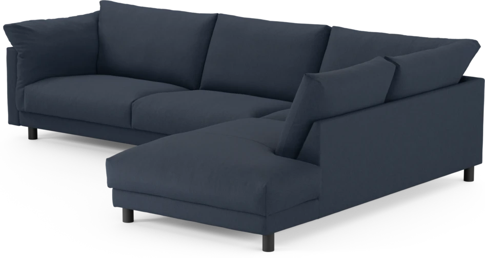 Cherrie - 3-sits soffa med divan höger, fast klädsel - Blå