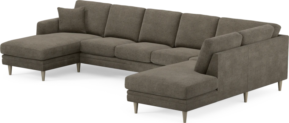 Eden - 3-sits soffa med schäslong vänster och divan höger - Brun