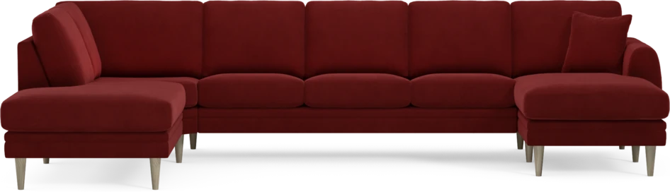 Eden - 3-sits soffa med divan vänster och schäslong höger - Röd