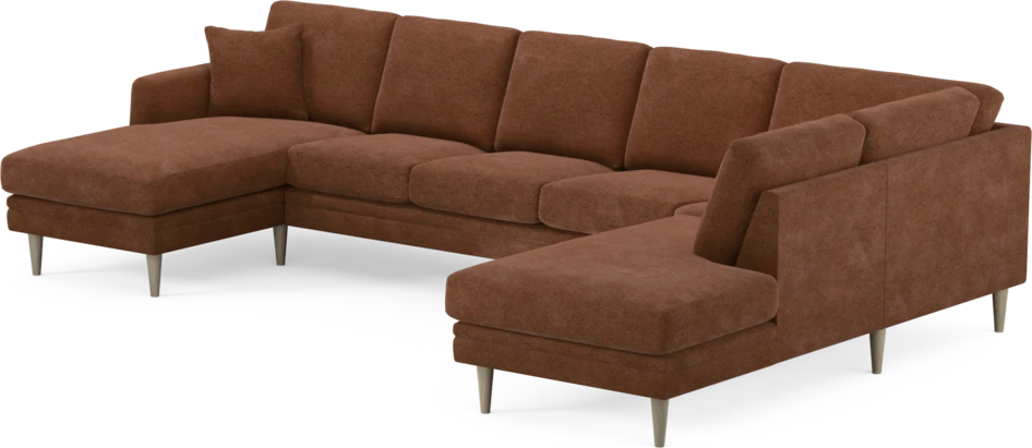 Eden - 3-sits soffa med schäslong vänster och divan höger - Orange