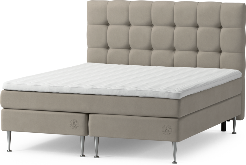 Särö - Kontinentalsäng, dubbelsäng med bäddmadrass och Ruta sänggavel