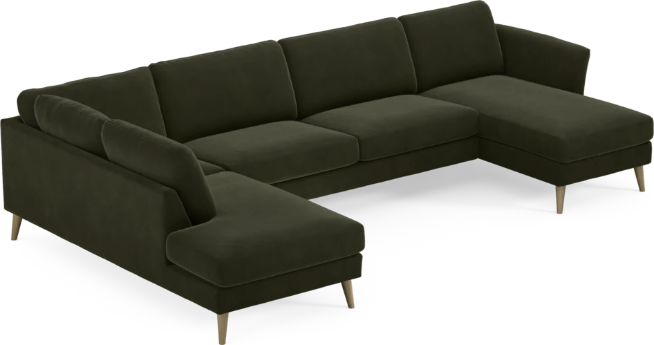 Bridge - 3-sits soffa med divan vänster och schäslong höger - Grön