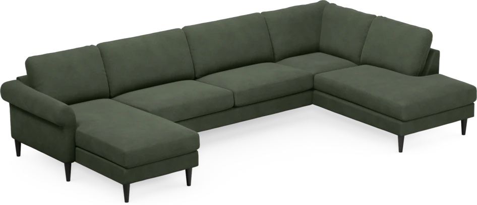 Bridge - 3-sits soffa med schäslong vänster och divan höger - Grön