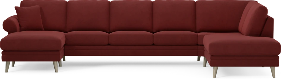 Eden - 3-sits soffa med schäslong vänster och divan höger - Röd