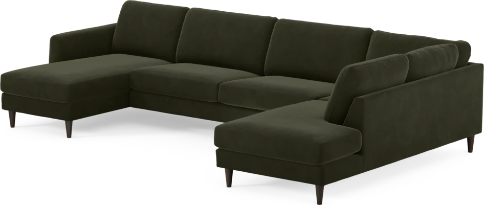 Bridge - 3-sits soffa med schäslong vänster och divan höger - Grön