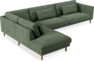 Willow - 4-sits soffa med divan vänster, fast klädsel - Grön