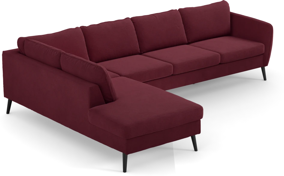 County - 3-sits soffa med divan vänster - Röd