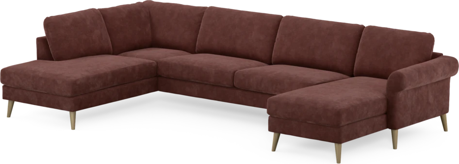 Bridge - 3-sits soffa med divan vänster och schäslong höger - Röd