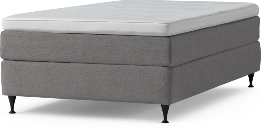 Delux Sense - Kontinentalsäng, enkelsäng 120 cm med bäddmadrass och sängben - Grå