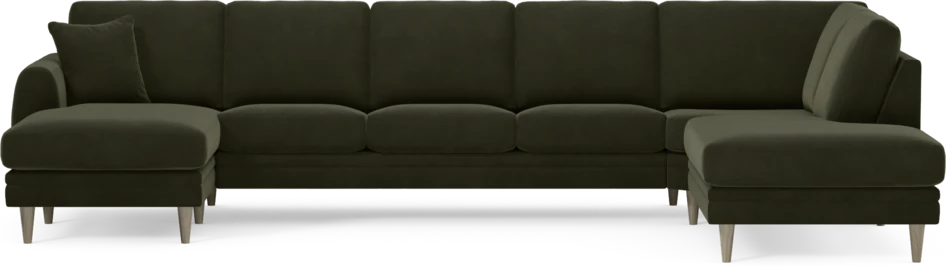 Eden - 3-sits soffa med schäslong vänster och divan höger - Grön