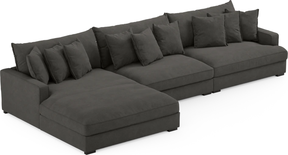 Rossi - 4-sits soffa med schäslong XL vänster - Brun