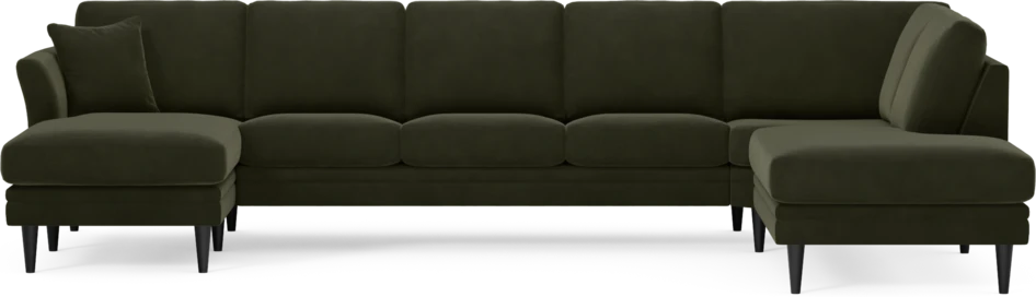 Eden - 3-sits soffa med schäslong vänster och divan höger - Grön