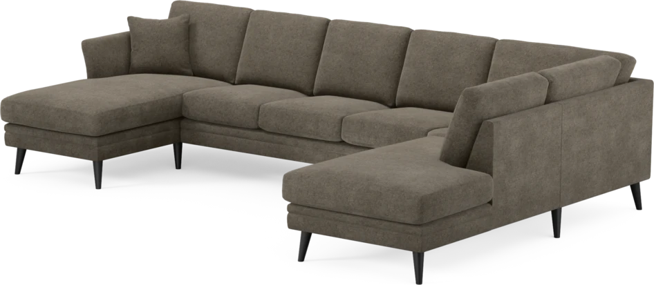 Eden - 3-sits soffa med schäslong vänster och divan höger - Brun