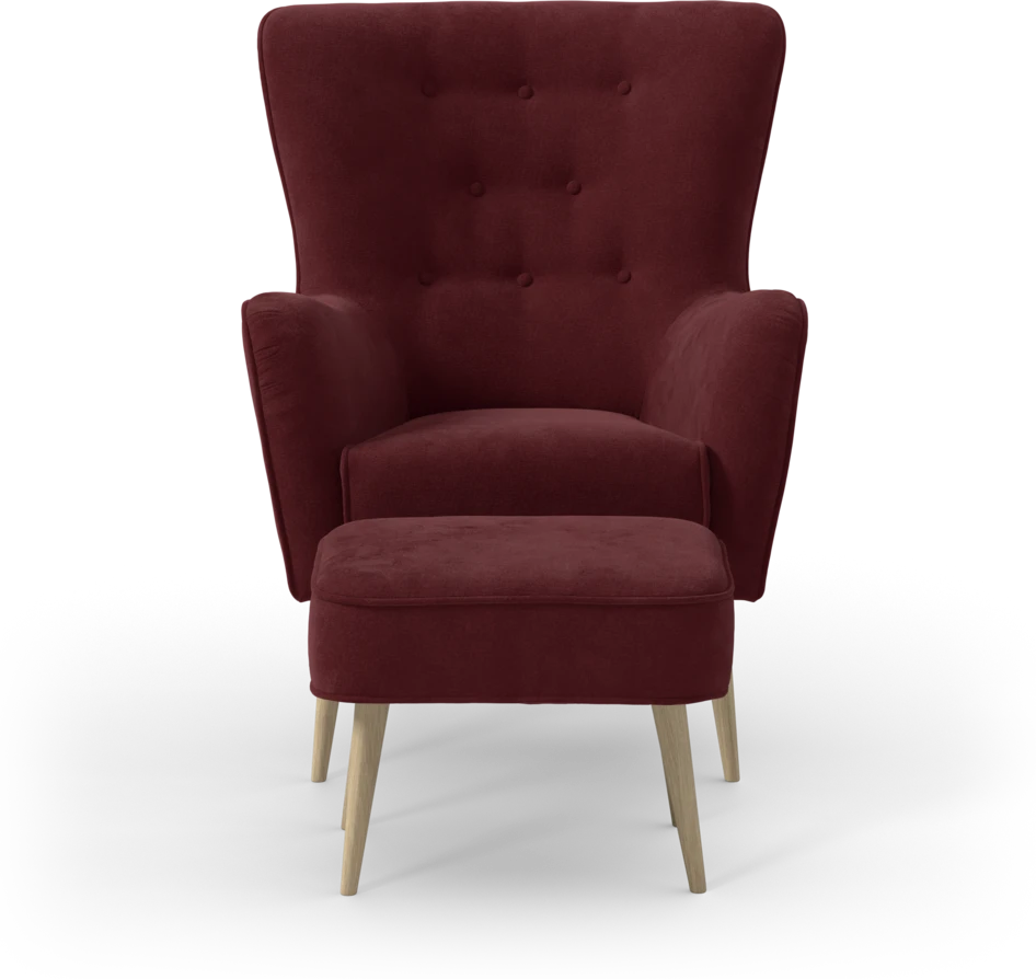 Cordelia - Fåtölj med fotpall - Rosa