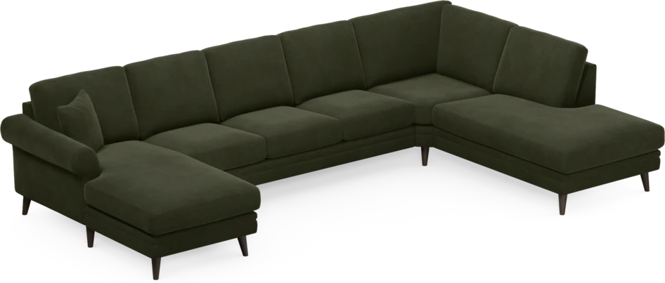 Eden - 3-sits soffa med schäslong vänster och divan höger - Grön