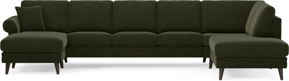 Eden - 3-sits soffa med schäslong vänster och divan höger - Grön