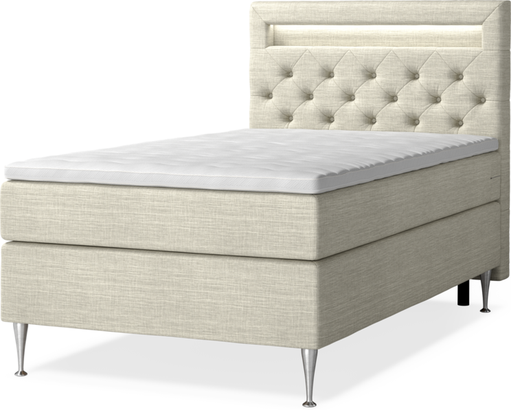 New York - Kontinentalsäng, enkelsäng med bäddmadrass och sänggavel LED - Beige