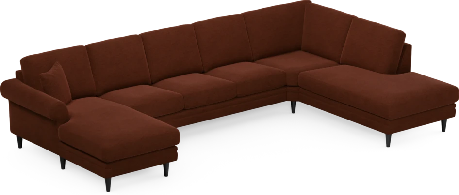 Eden - 3-sits soffa med schäslong vänster och divan höger - Orange