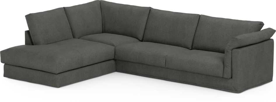 Cherrie - 3-sits soffa med divan vänster, med kappa - Grå
