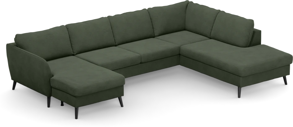 County - 3-sits soffa med schäslong vänster och divan höger - Grön