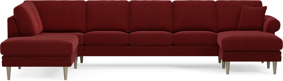 Eden - 3-sits soffa med divan vänster och schäslong höger - Röd