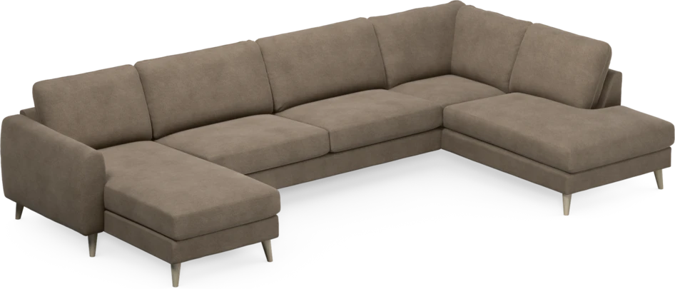 Bridge - 3-sits soffa med schäslong vänster och divan höger - Brun