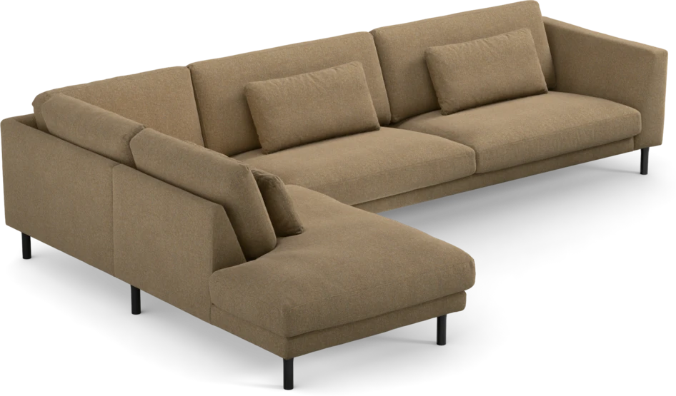 Willow - 4-sits soffa med divan vänster, fast klädsel - Gul