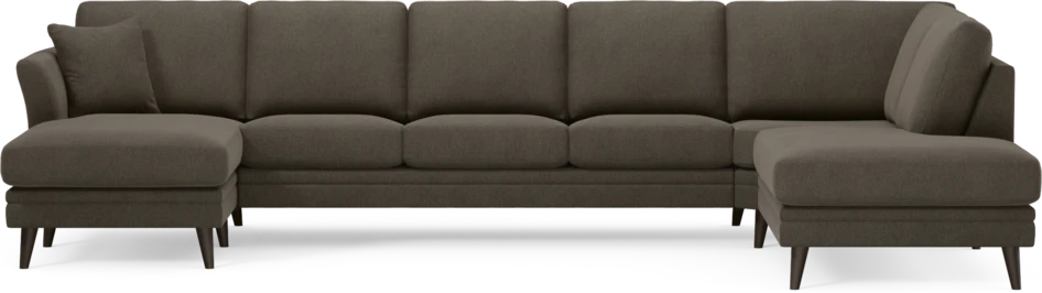 Eden - 3-sits soffa med schäslong vänster och divan höger - Brun