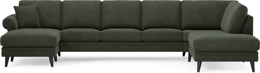 Eden - 3-sits soffa med schäslong vänster och divan höger - Grön