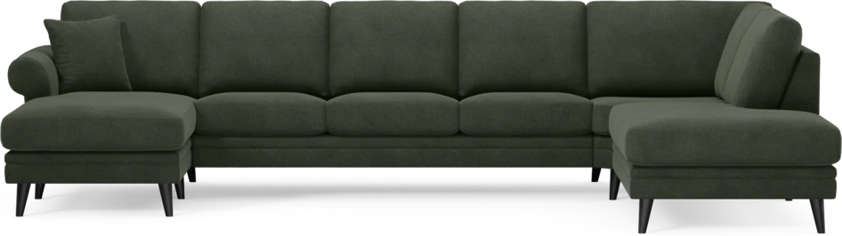 Eden - 3-sits soffa med schäslong vänster och divan höger - Grön